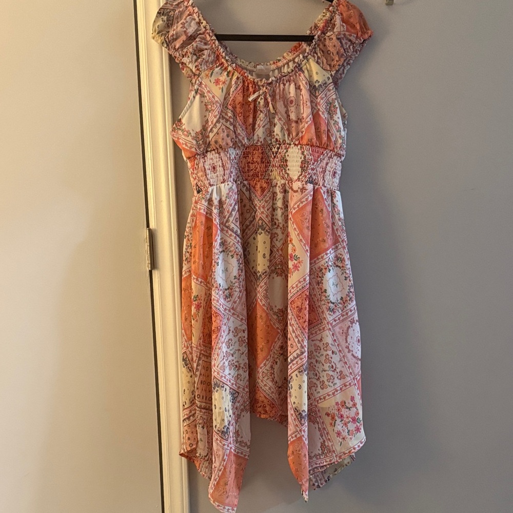 No Boundaries High Low Dress in Orange and Pink